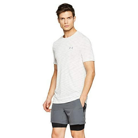 Under Armour Men's Vanish Seamless Short Sleeve Shirt, White (100)/Steel, Small