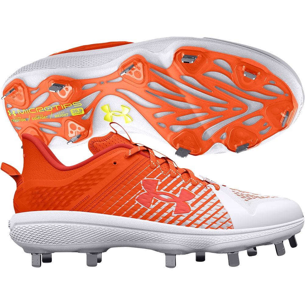 Under Armour Men's Yard Low Mt Metal Baseball Cleats Orange/White