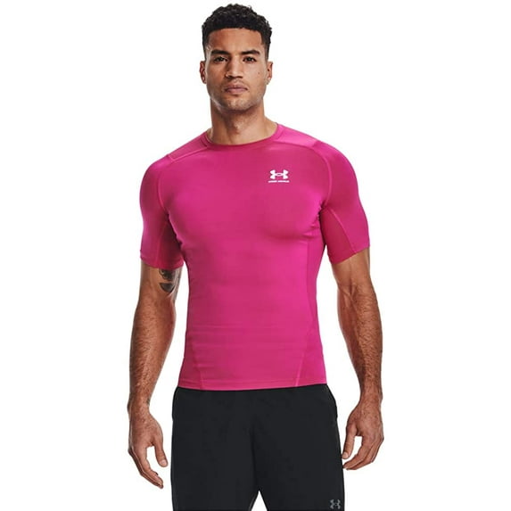 Under Armour Mens Armour Heatgear Compression Short-Sleeve T-shirt , Tropic Pink 654/White , Large
