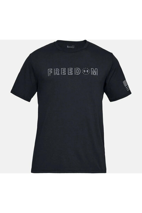 Mens Athletic UA Freedom Flag Bold T-Shirt Short Sleeve, Black/Graphite, 3XL
