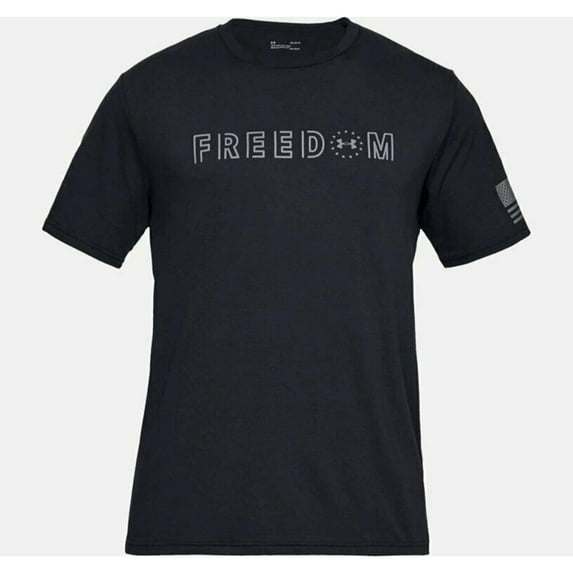 Under Armour Mens Athletic UA Freedom Flag Bold T-Shirt Short Sleeve, Black/Graphite, M