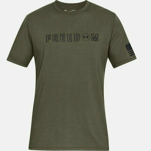 Under Armour Mens Athletic UA Freedom Flag Bold T-Shirt Short Sleeve, Marine OD Green, 2XL