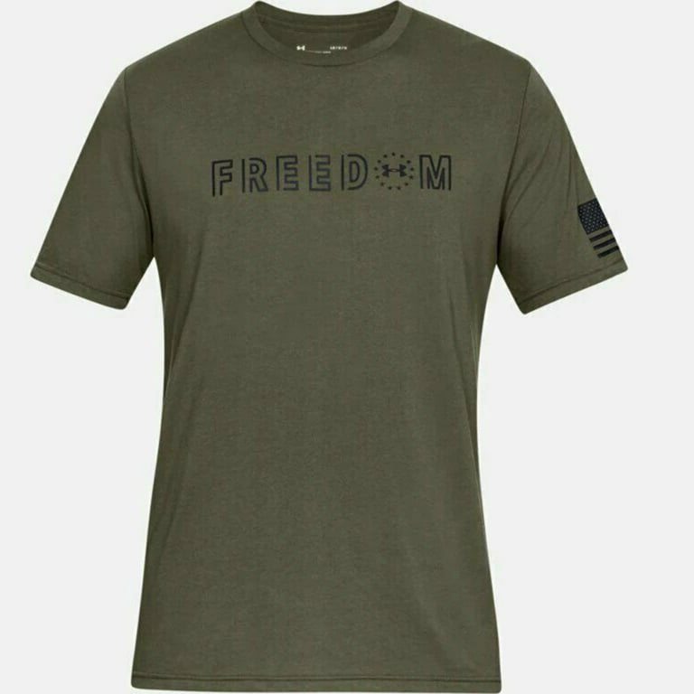 Under Armour Mens Athletic UA Freedom Flag Bold T-Shirt Short Sleeve,  Marine OD Green, S 
