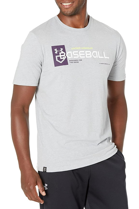 Mens Baseball Wordmark T-Shirt Mod Gray Light Heather 012/White Large