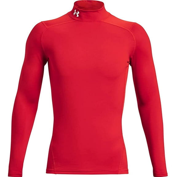 Under Armour Mens ColdGear Compression Mock Red 600/White X-Large