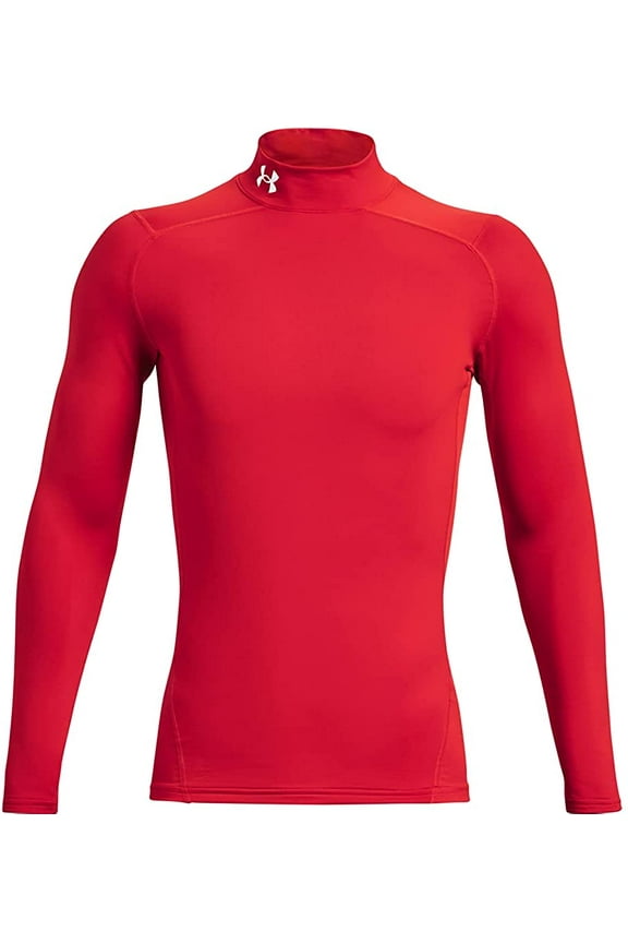 Mens ColdGear Compression Mock Red 600/White X-Large