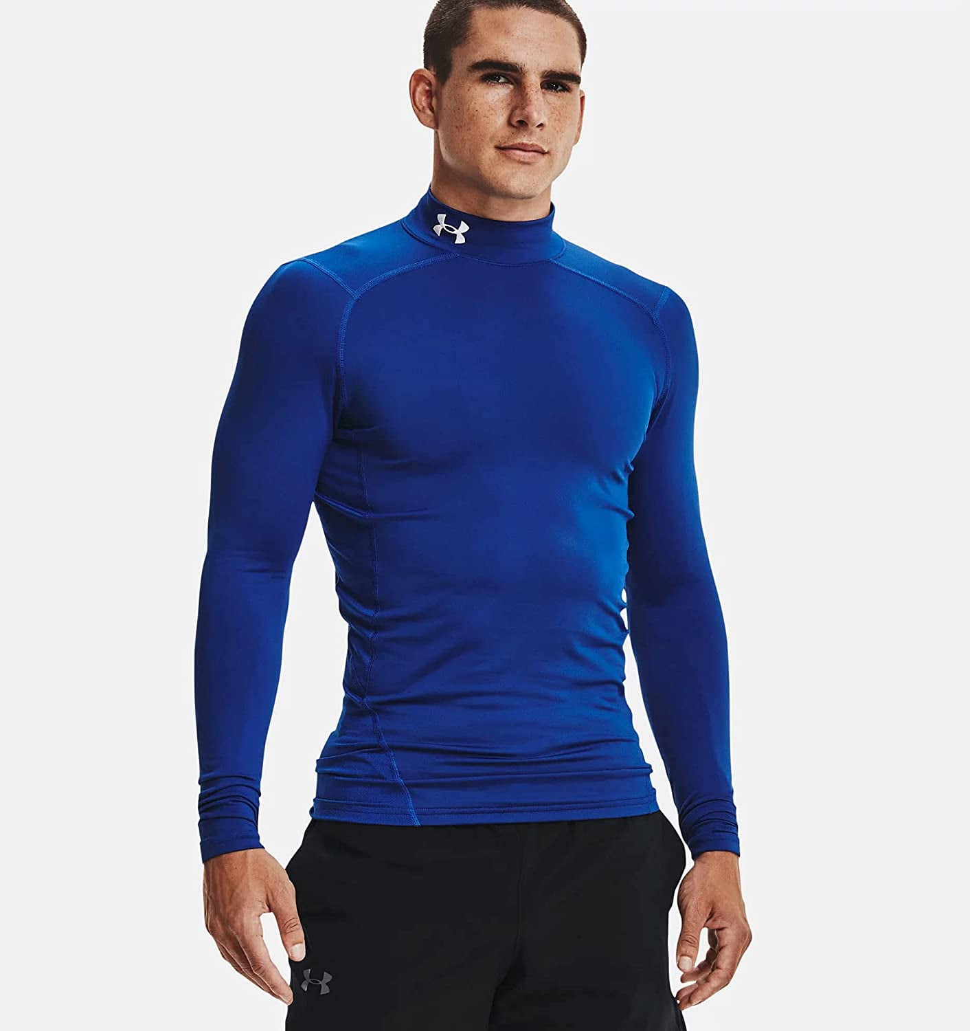 Under Armour Mens ColdGear Compression Mock Royal 400 White X Large Walmart
