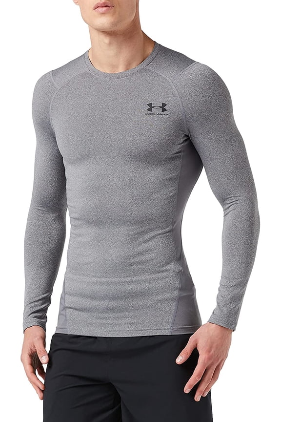 Mens ColdGear Fitted Crew Medium Charcoal Light Heather 020/Black