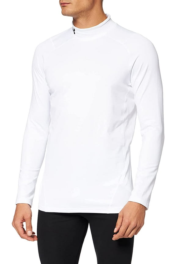 Mens ColdGear Fitted Mock Medium White 100/Black