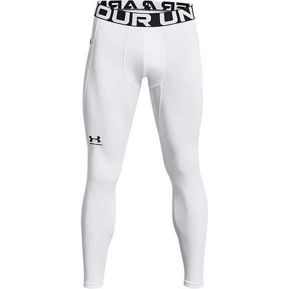 Under Armour Mens ColdGear Leggings White 100/Black Medium