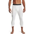 thumbnail image 1 of Under Armour Mens HeatGear 3/4 Leggings White 100/Black Large, 1 of 4