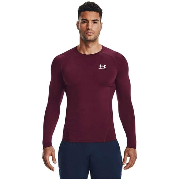 Under Armour Men's Armour HeatGear Compression Long-Sleeve T-Shirt , Maroon 609/White, Medium
