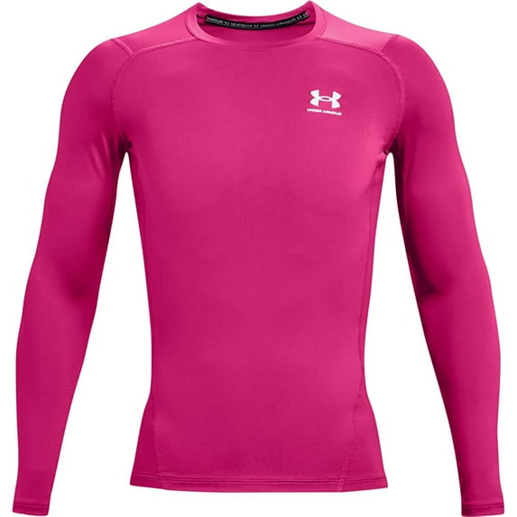 Under Armour Mens HeatGear Compression Long-Sleeve T-Shirt Tropic Pink 654/White Large