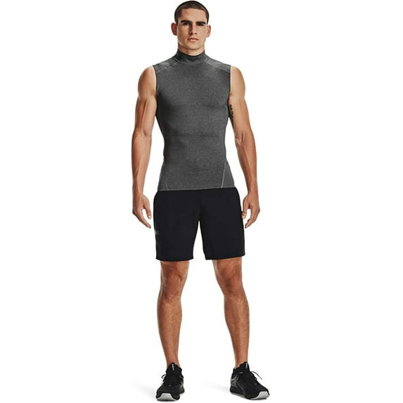 Under Armour Mens HeatGear Compression Mock Sleeveless Carbon Heather 090/Black XX-Large