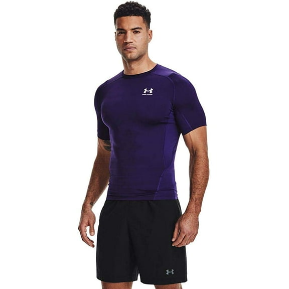 Under Armour Mens HeatGear Compression Short-Sleeve T-Shirt Purple 500/White XX-Large