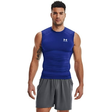 Under Armour Mens HeatGear Compression Sleeveless T-Shirt Royal Blue 400/White 3X-Large