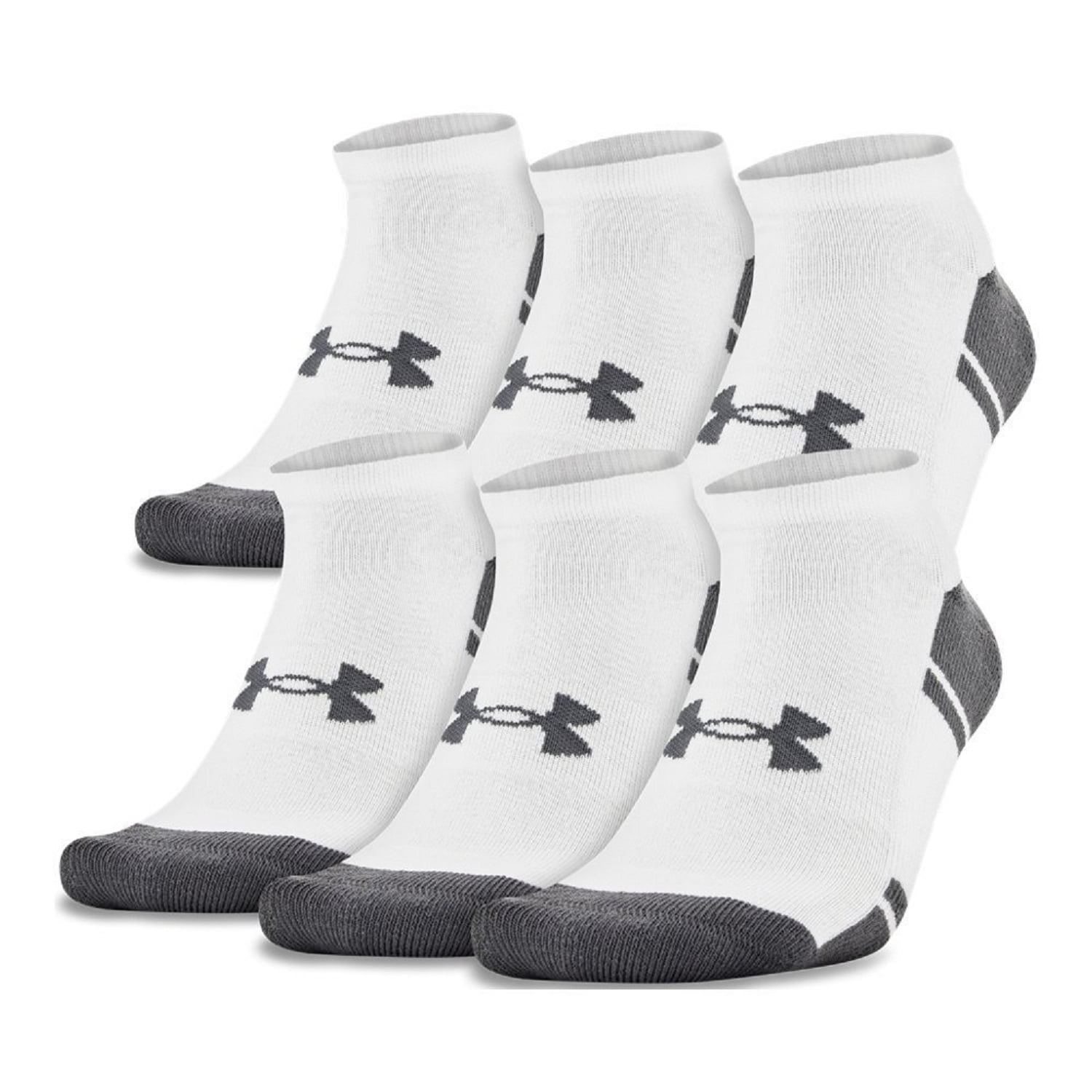 Under Armour Resistor 3.0 No Show Socks, 6 Pack - X-Large 13-15, White ...