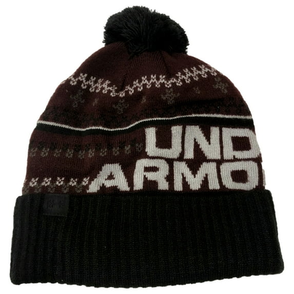 Under Armour Mens Burgundy & Black Snowflake Beanie Stocking Cap Winter Hat