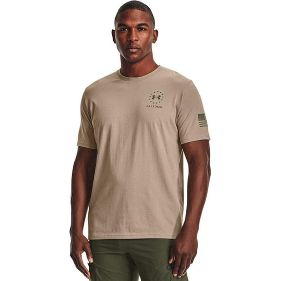 Under Armour Mens Tac Freedom Spine T-Shirt Desert Sand 290/Marine Od Green XX-Large