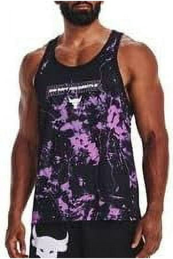 Mens UA Project Rock Print Mesh Tank Top, T-Shirt Black/Purple
