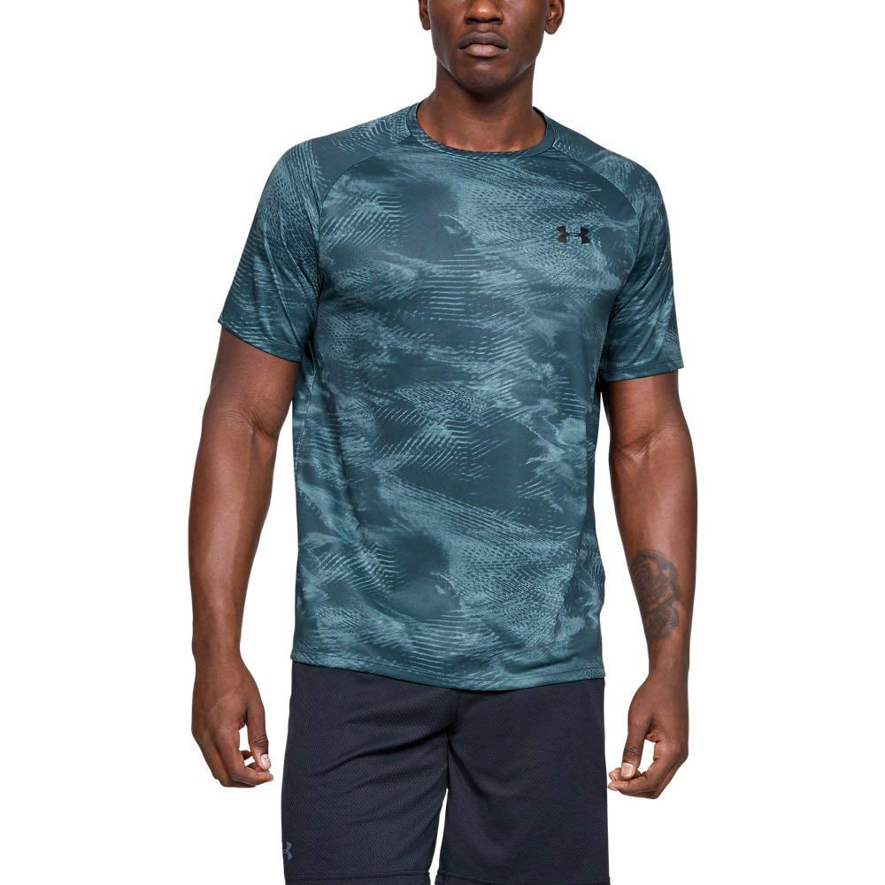 Under Armour Mens UA Tech 2.0 SS Printed Tee, Adult, Wire-Black, L