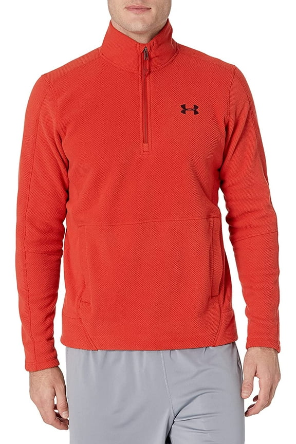 Mens Zephyr Fleece Solid Long Sleeve Zip T-Shirt Radiant Red 839/Dark Maroon Medium