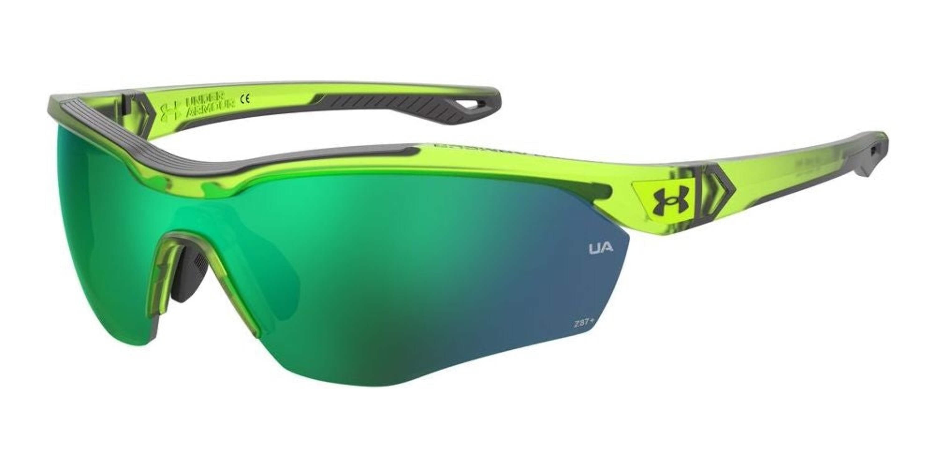 Under Armour Yard Pro ANSI Z87+ Green Yellow Fluo Semi-Rimless Wrap Unisex Sunglasses - UAYARDPRO-00IE-V8