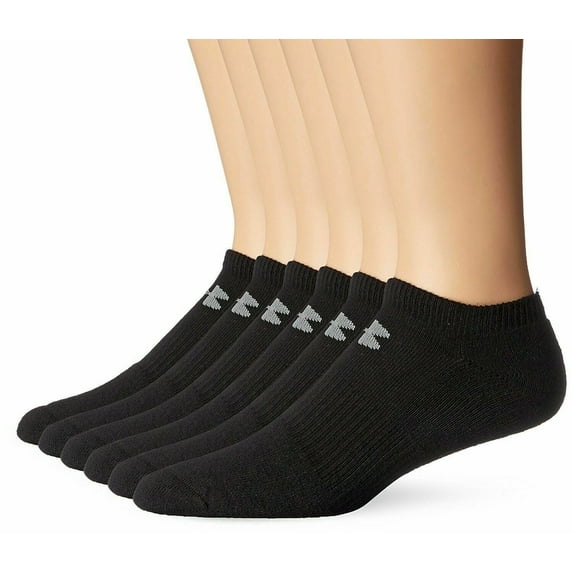 Under Armour Performance Heatgear Tech No Show Socks 6 Pairs, Large, Black