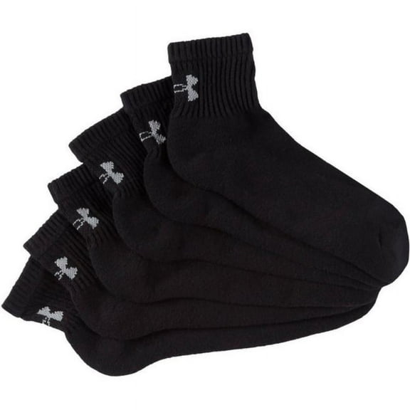Under Armour Performance Heatgear Tech Quarter Socks 6 Pairs, Large, Black