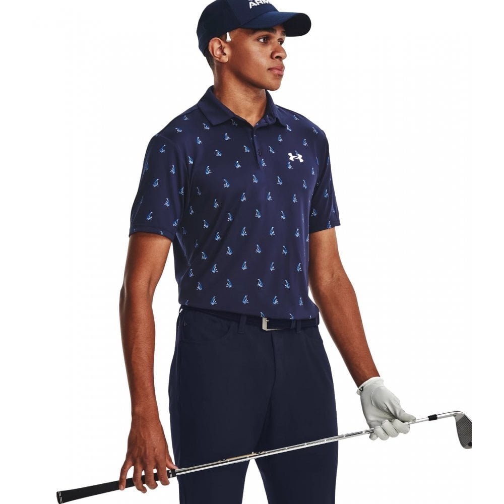 Under Armour Men's Playoff 3.0 Printed Polo - 1378677 415 - Midnight Navy / Phoenix / Photon Blue main image 1