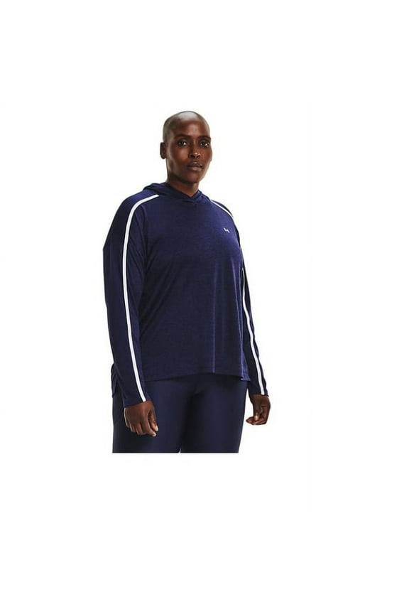 Plus Size Tech Colorblocked Hoodie Top, Navy, 1X