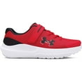 thumbnail image 1 of Under Armour Pre-School UA Surge 4 AC Kids' Running Shoes Color: Red Black Black Size: 2, 1 of 4