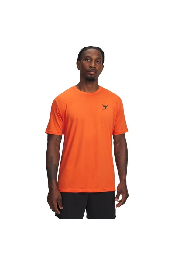 Project Rock Athletic T-Shirt, Super-Soft Cotton-Polyester Blend, Orange Base with Black Accents, Regular Fit, Crew Neck, XXL, 1387797