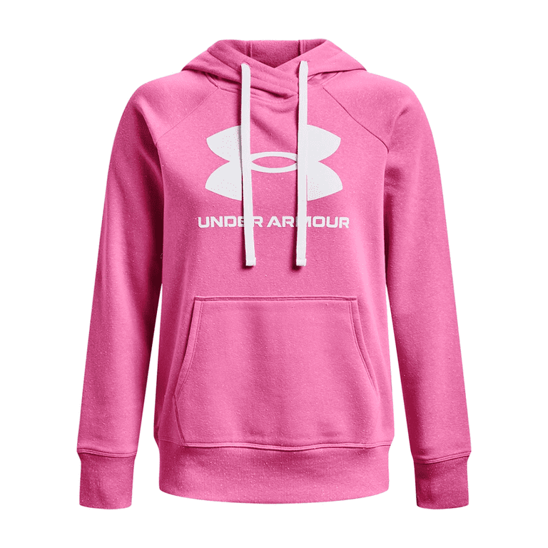 Under Armour Rival Fleece Logo Hoodie Women s Pink Edge White White S Walmart