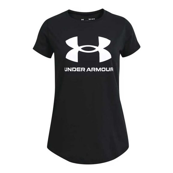 Under Armour Sportstyle Graphic Girls Short Sleeve T-Shirt Tee Black-YS