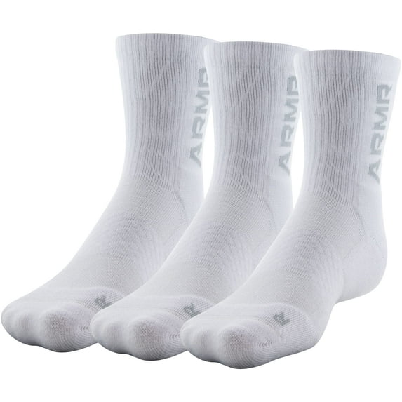Under Armour Standard 3-Maker Mid-Crew Socks, 3-Pairs, White, Medium