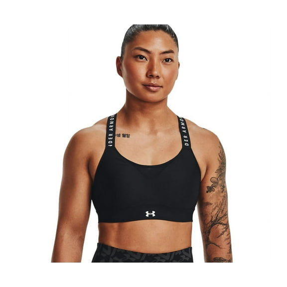 Under Armour Strappy Wordmark Sport Bralette Womens Sports Bras Size S, Color: Black/White