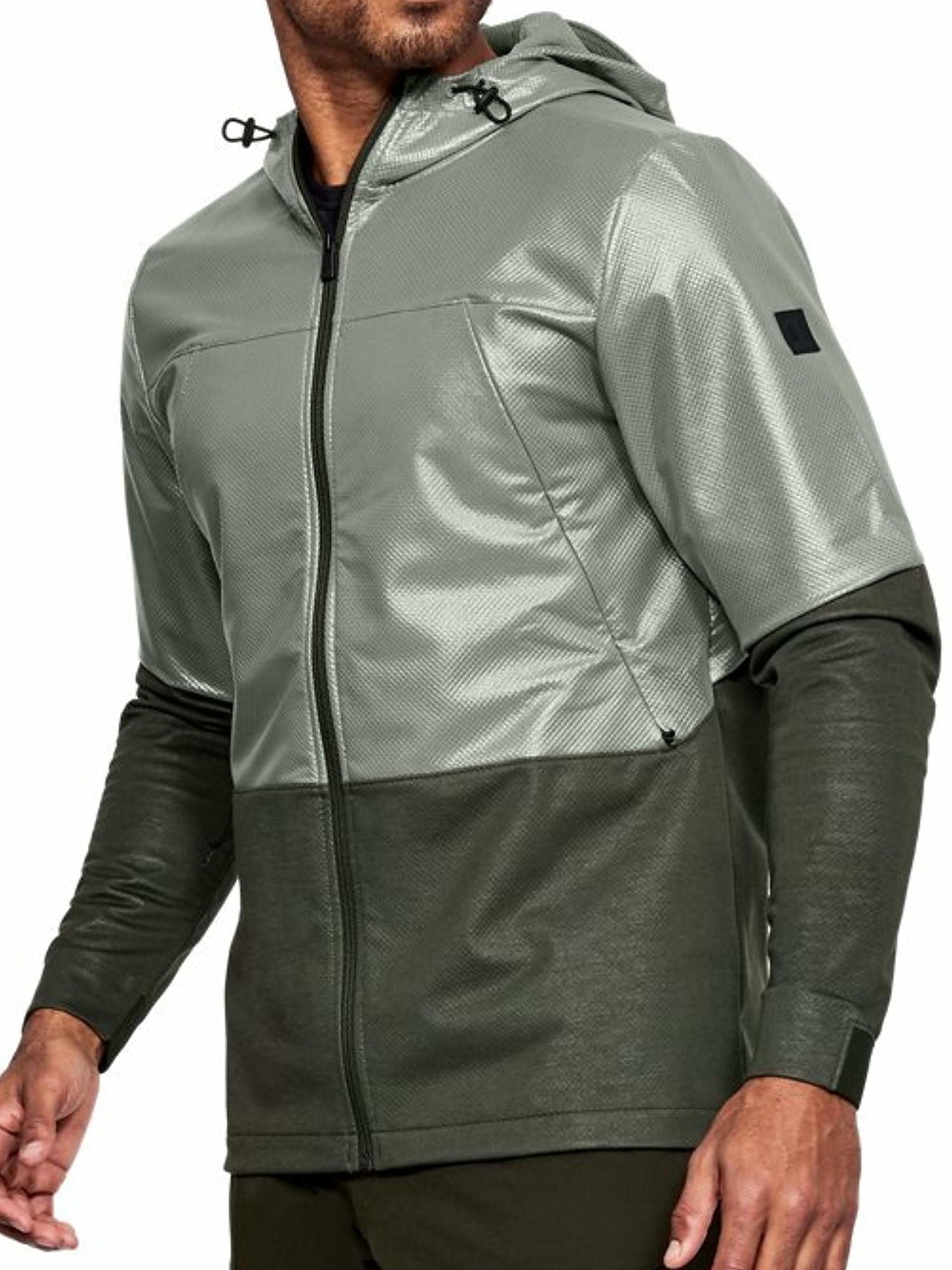 Under Armour 'Swacket' Mens Color Block Hoodie (Medium, Moss Green