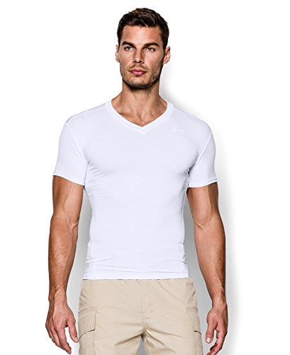 Under Armour Tactical HeatGear Men's Compression V-Neck T-Shirt,  White/Clear, MD 