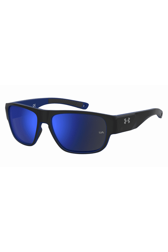 UA SCORCHER 00VKXT 60mm Rectangle Sunglasses Men's Matte Black Blue