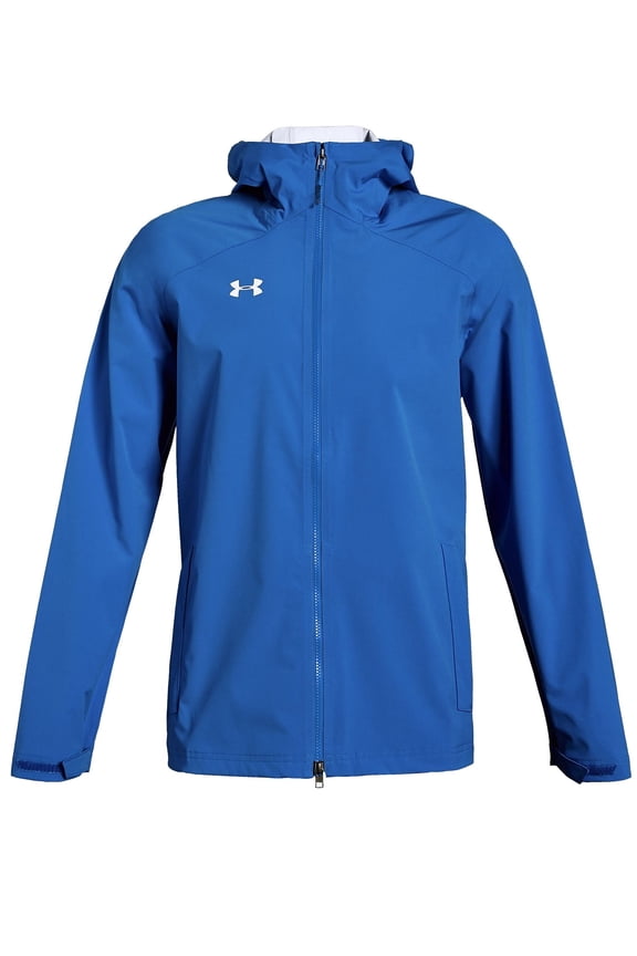UA Storm Mens Wind Water Proof Rain Jacket (XLarge, Powderkeg Blue)