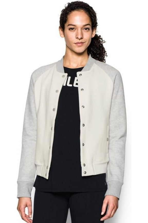 UA Varsity Fleece Bomber Large Ivory