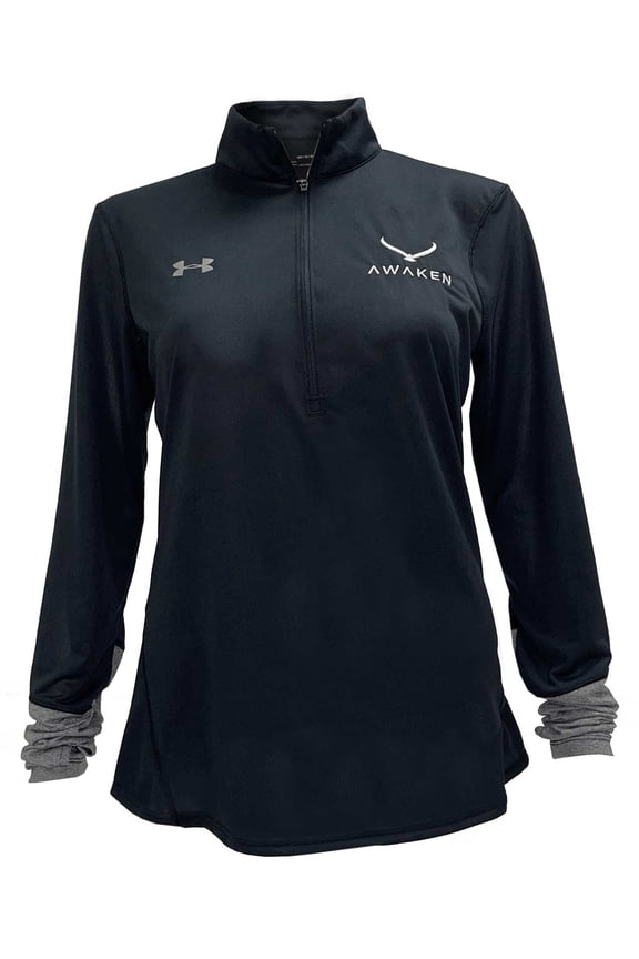 UA Women's Awaken Eagle Black - Zip Pullover Shirt Thumb Hole