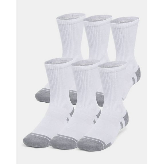 Under Armour Men's Perf Tech Cushioned Crew Socks - 6Pk Medium, Grey/Black/White
