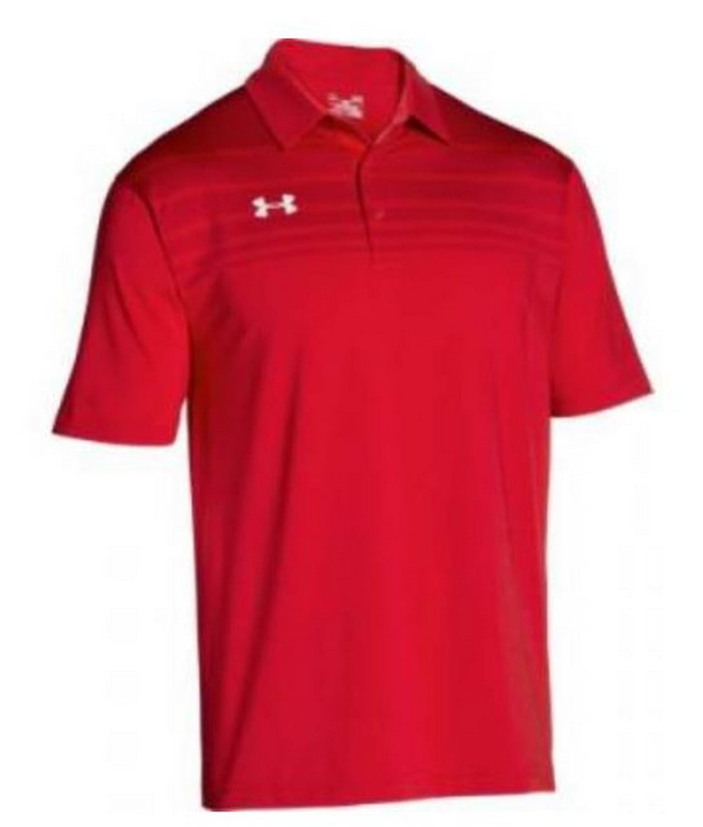 Under Armour Victor Polo Shirt Men's UA Short Sleeve Golf Shirts (Red ...