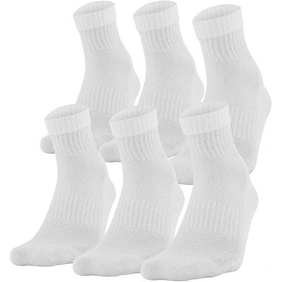Under Armour WHITE Training Cotton Quarter Socks 6Pairs, US Men 8-12 /Women 9-12