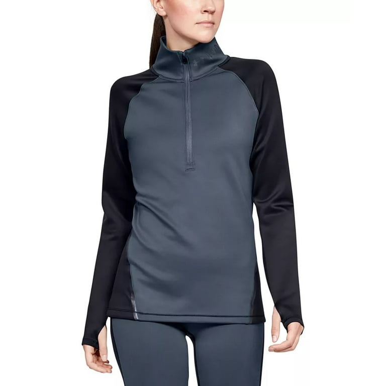 Under Armour Women s Coldgear Colorblocked Half Zip Training Top Black Size X Large Walmart