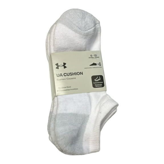 Under Armour Women's Cushioned Footbed Arch Support No Show Socks, Size 6-10 (Halo Grey)