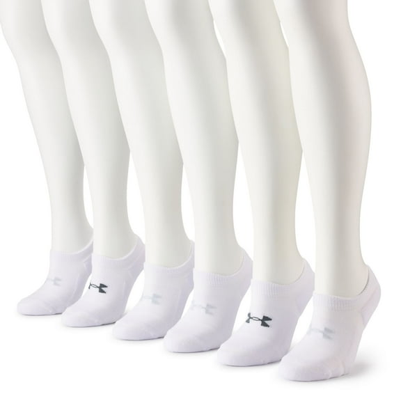 Under Armour Women's Cushioned No Show Socks, 6-Pairs, White, Medium