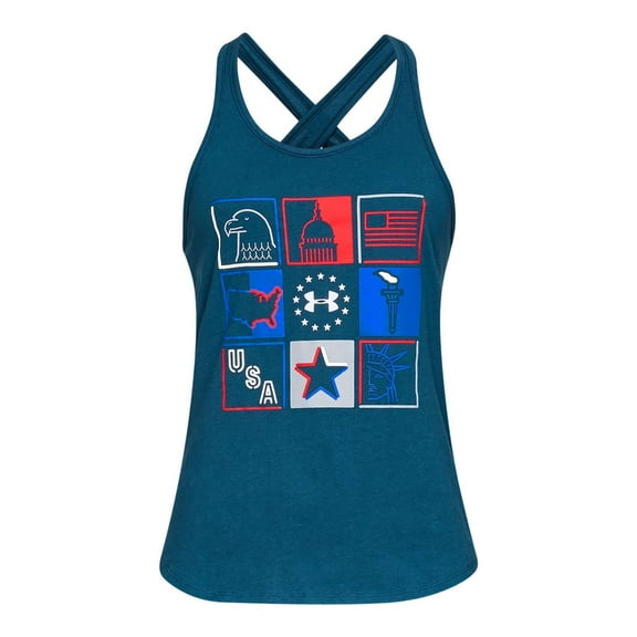 Under Armour Women's Freedom Collage Tactical Tank Top, Petrol Blue,XS - US
